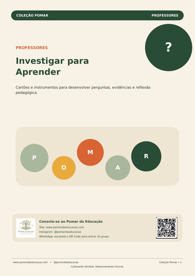 Capa do material Investigar para Aprender para professores
