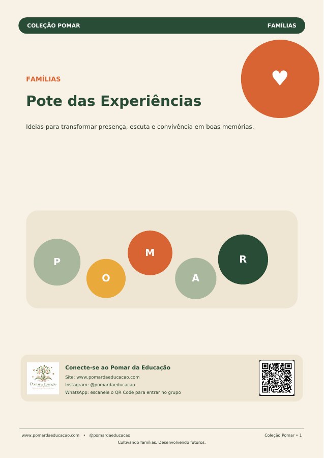 Capa do material Pote das Experiências para famílias