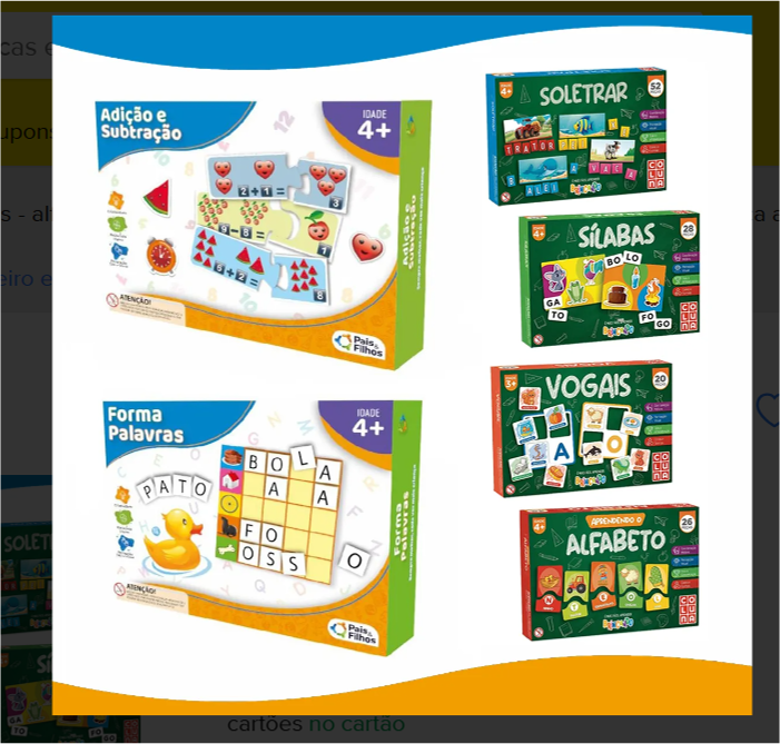 Jogos educativos de alfabetização — imagem real do produto